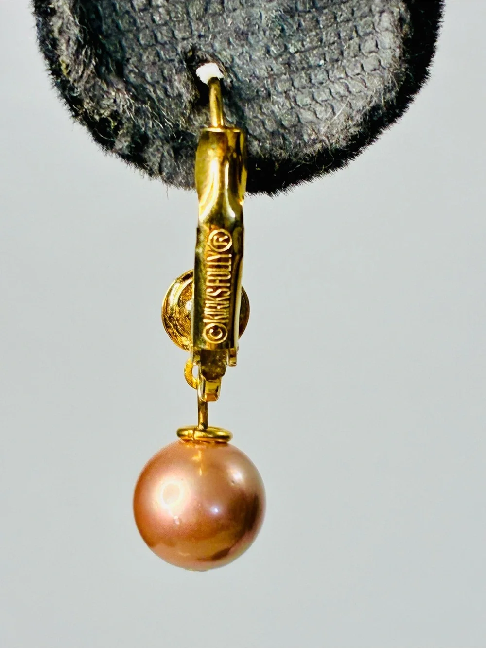 Kirks Folly Gold-tone Pink Pearl Drop Earrings with Crystal